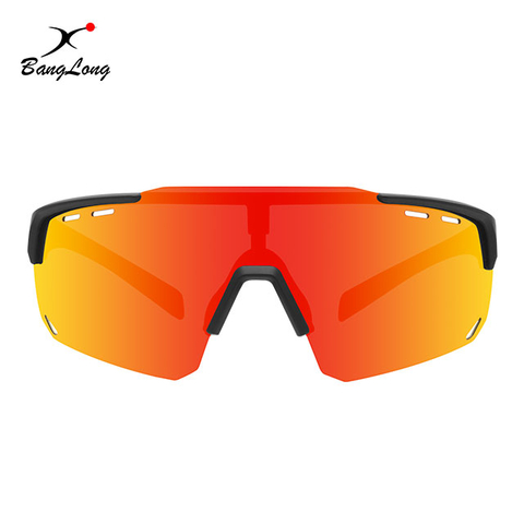 Lunettes de soleil de sport réfléchissantes à demi-monture avec évents