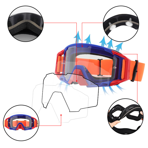 Lunettes de motocross Tear Off Anti Fog UV400 - Bang Long