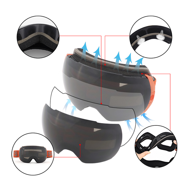 Mode sphérique magnétique pour lunettes de ski de snowboard - Bang Long