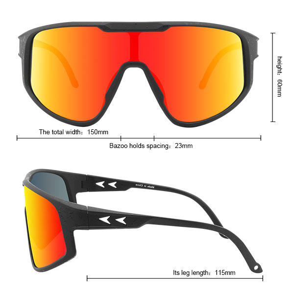 Lunettes de soleil de sport à monture complète avec verres miroir pour vélo - Bang Long