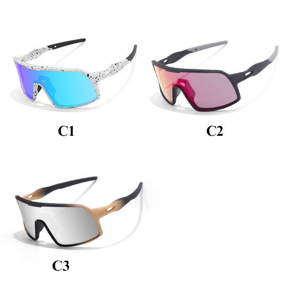 Lunettes de soleil de sport de cyclisme à monture complète avec lentille à revêtement miroir - Bang Long