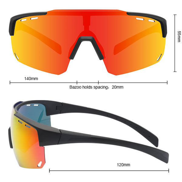 Lunettes de soleil de sport de cyclisme réfléchissantes à demi-monture avec aérations - Bang Long