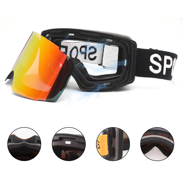 Lunettes de ski à la mode avec protection UV magnétique OTG Cylindre - Bang Long