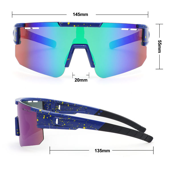 Lunettes de soleil de cyclisme ventilées à demi-monture coupe-vent - Bang Long