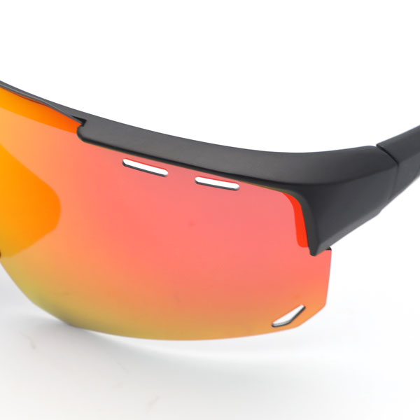 Lunettes de soleil de sport de cyclisme réfléchissantes à demi-monture avec aérations - Bang Long