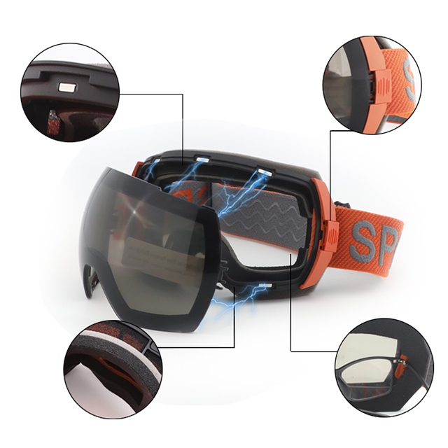 Mode sphérique magnétique pour lunettes de ski de snowboard - Bang Long