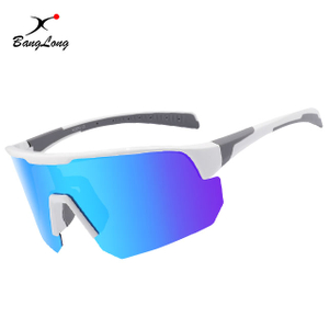 Lunettes de soleil de sport à demi-monture à revêtement polarisé miroir VTT