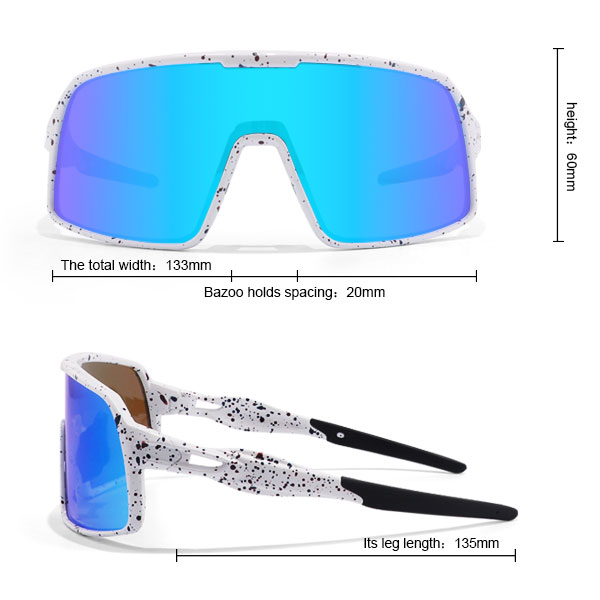 Lunettes de soleil de sport de cyclisme à monture complète avec lentille à revêtement miroir - Bang Long