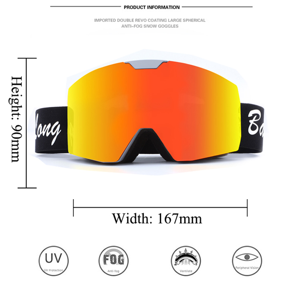 Lunettes de ski à lentille magnétique à revêtement cylindrique pour le ski - Bang Long