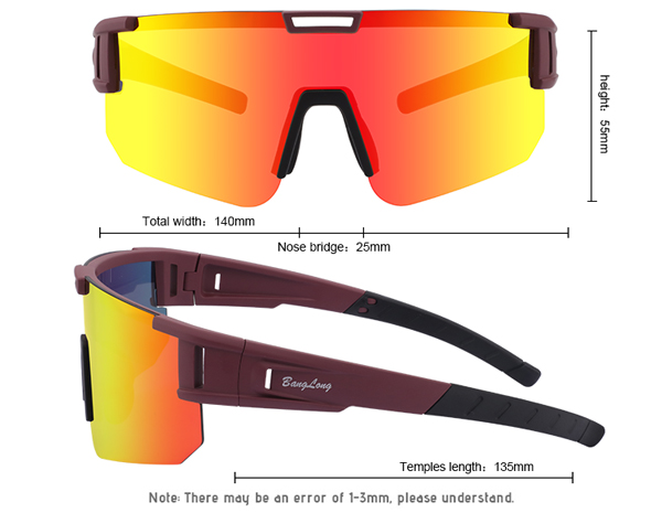 Lunettes de soleil VTT à revêtement miroir pour protection contre le vent - Bang Long