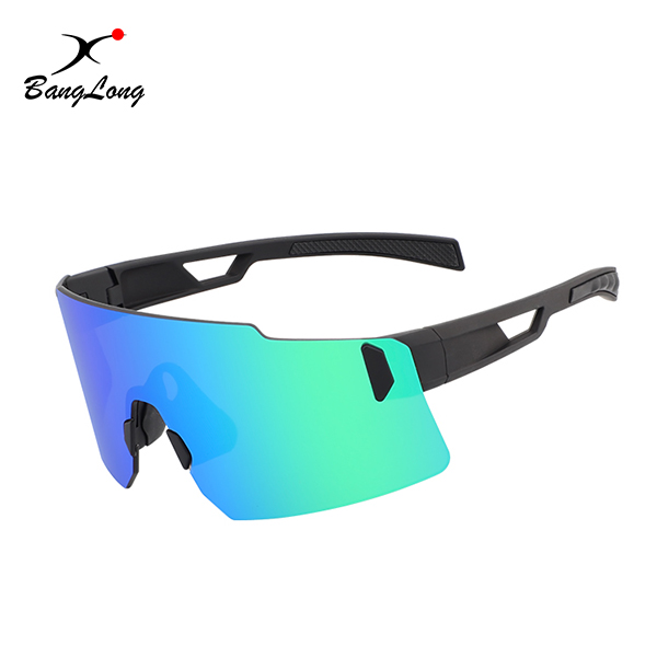 Lunettes de soleil de sport sans monture avec lentille miroir pour la course à pied