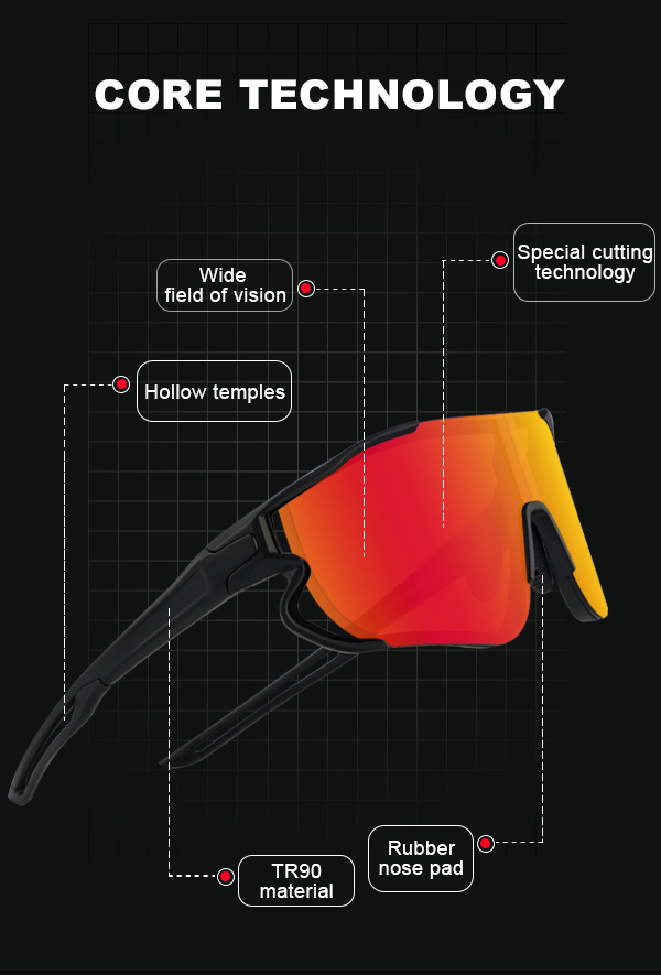 Lunettes de soleil de sport de baseball réfléchissantes à grands verres - Bang Long