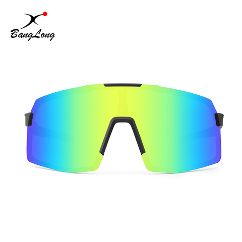 Lunettes de soleil de sport de mode de baseball en miroir à lentilles interchangeables surdimensionnées